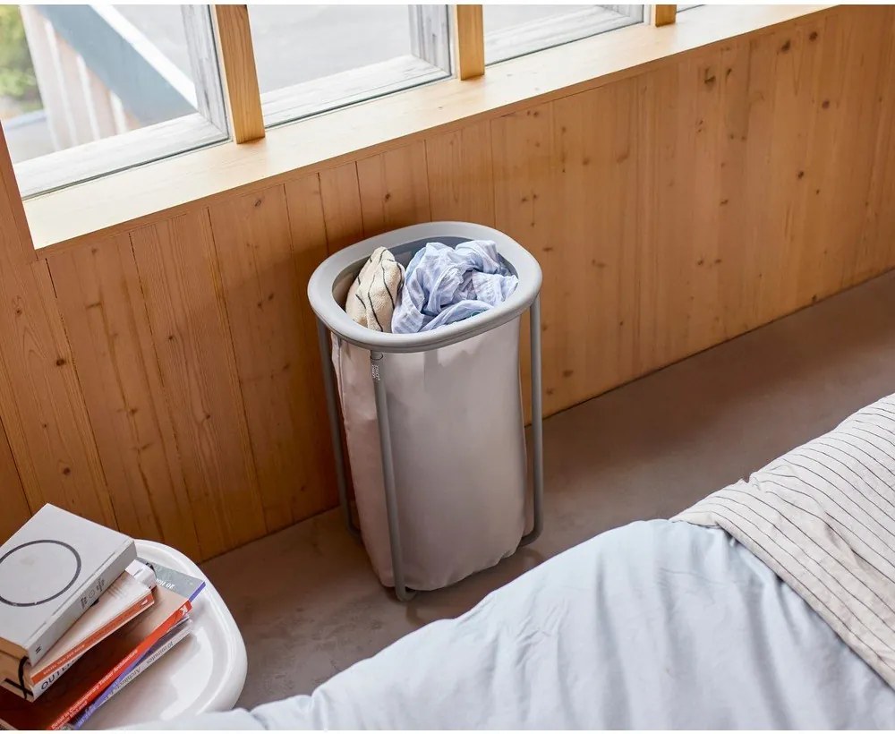 Coș de rufe gri deschis din material textil 50 l Duo – Joseph Joseph