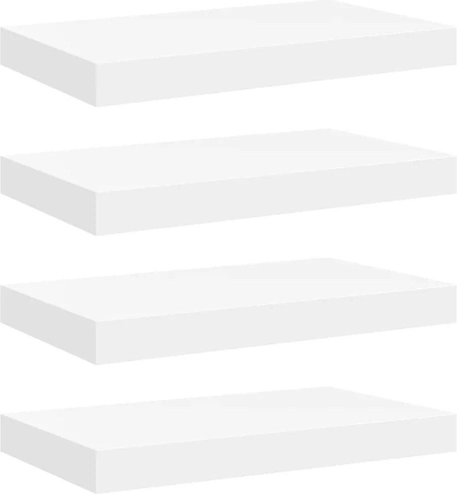 vidaXL Rafturi de perete suspendate, 4 buc., alb, 40x23x3,8 cm, MDF