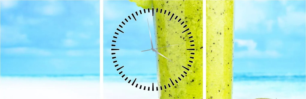 Tablou - smoothie kiwi (cu ceas) (90x30 cm)