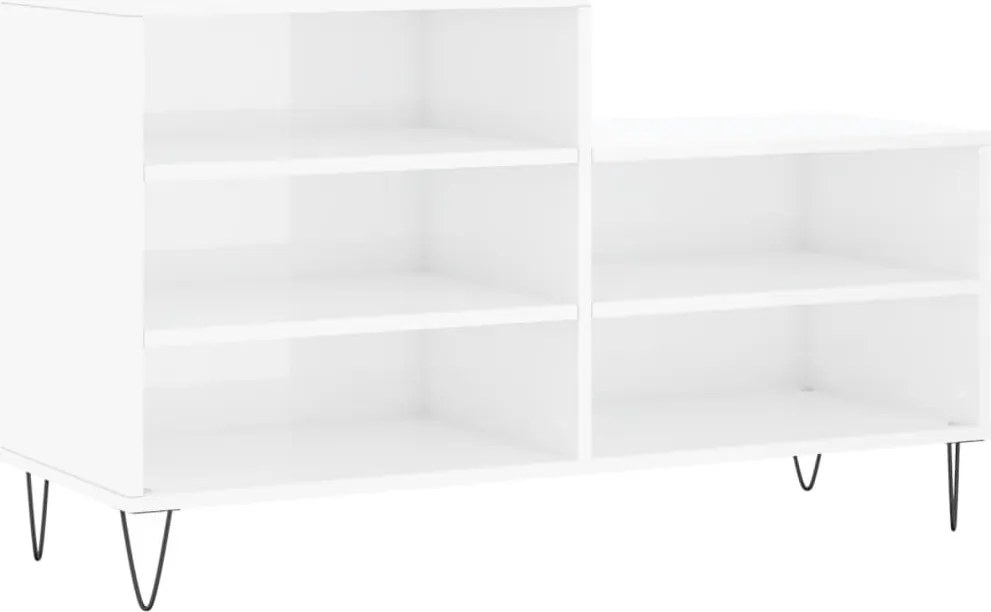vidaXL Pantofar, alb extralucios, 102x36x60 cm, lemn compozit