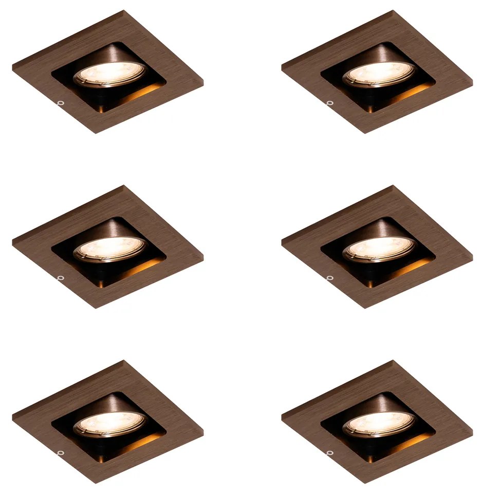 Set de 6 spoturi încastrate moderne bronz închis reglabile - Qure