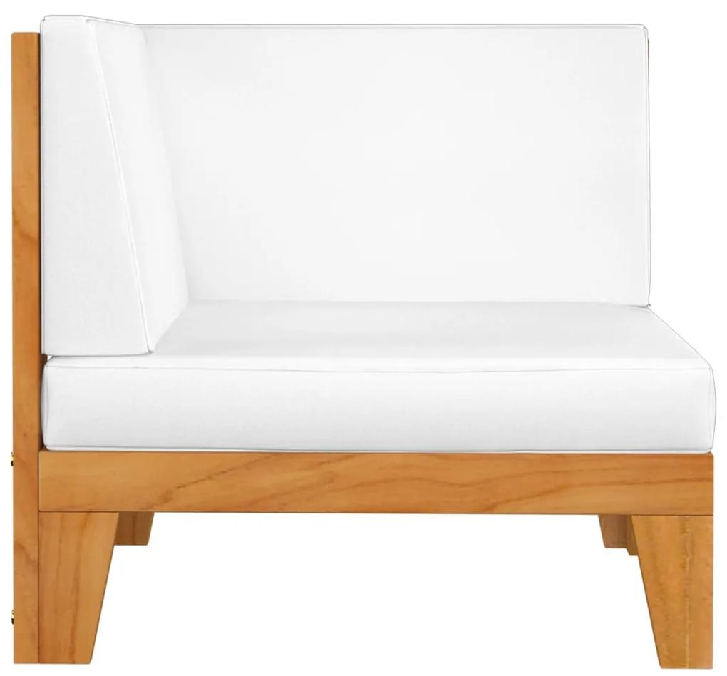 Set mobilier de gradina cu perne, 6 piese, lemn masiv de acacia Crem, 2x mijloc + 2x colt + suport pentru picioare +  masa, 1