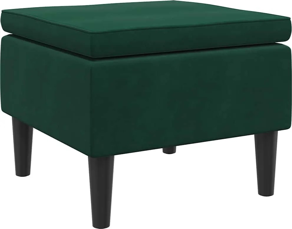 vidaXL Scaun cu picioare din lemn, verde închis, catifea