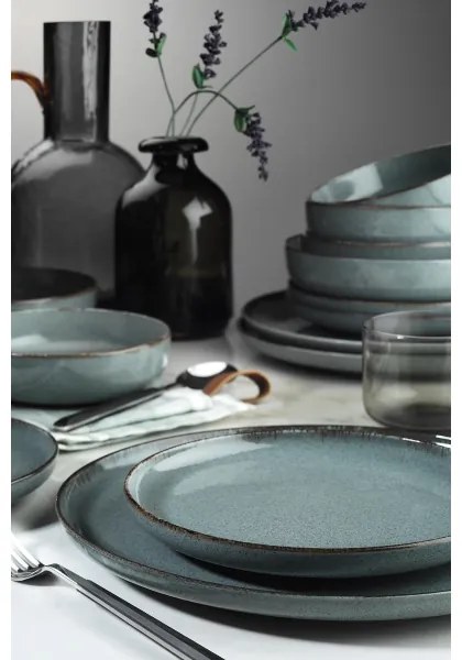 Set de masă 16 piese gri/porțelan