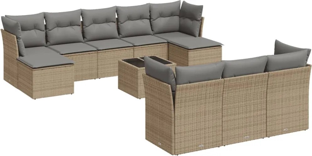 vidaXL Set canapele de grădină cu perne, 11 piese, bej, poliratan