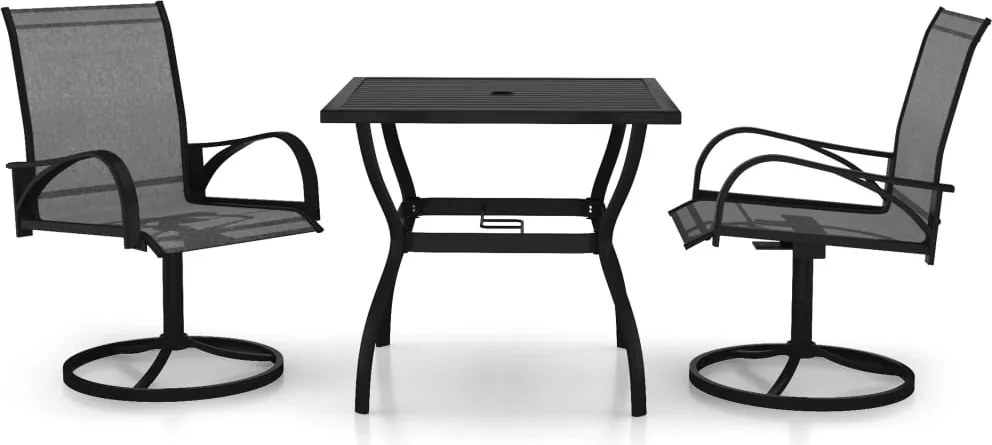 vidaXL Set mobilier de grădină, 3 piese, textilenă și oțel