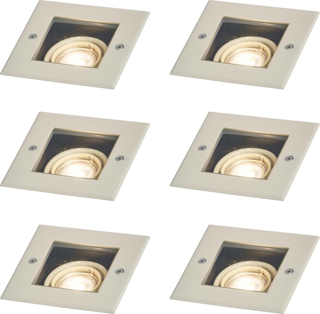 Set de 6 spoturi de sol moderne bej GU10 50mm reglabile IP65 - Oneon