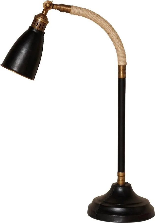 Lampa de masa, cu insertii din piele naturala, Aventura