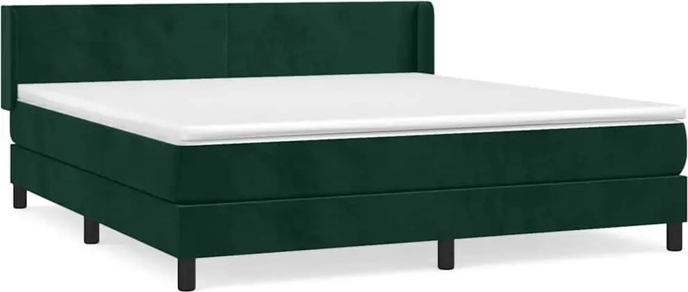 vidaXL Pat box spring cu saltea, verde închis, 160x200 cm, catifea