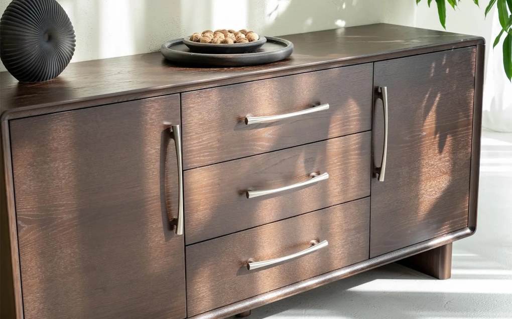 Comodă lemn masiv nuc Cooper, 160 × 42,5 × 78 cm