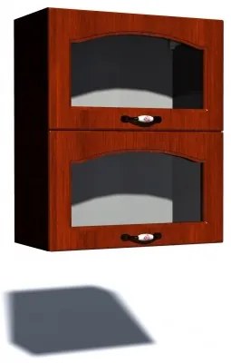 Corp superior vitrina 60 cu 2 usi orizontale Zebra MDF mustata cedru