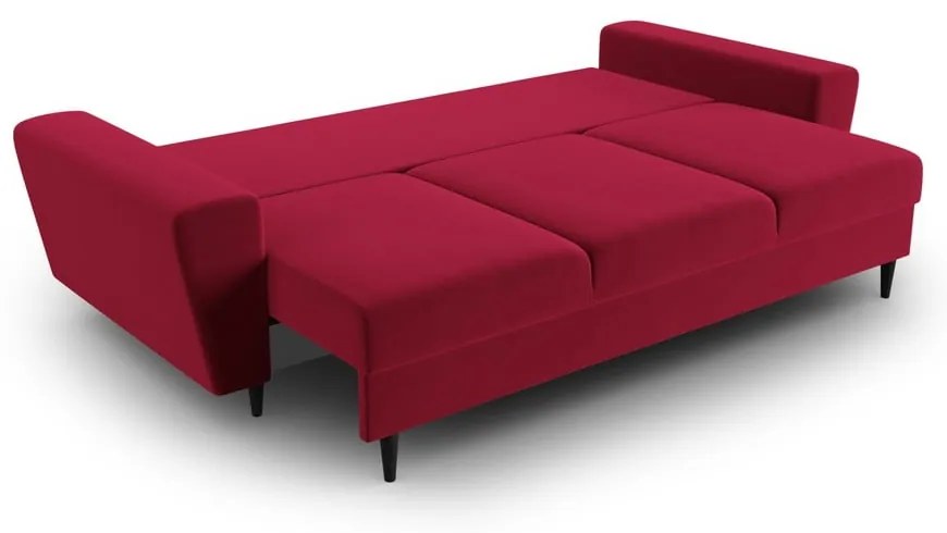 Canapea roșie extensibilă, cu spațiu de depozitare cu tapițerie din catifea 235 cm Kyoto – Cosmopolitan Design