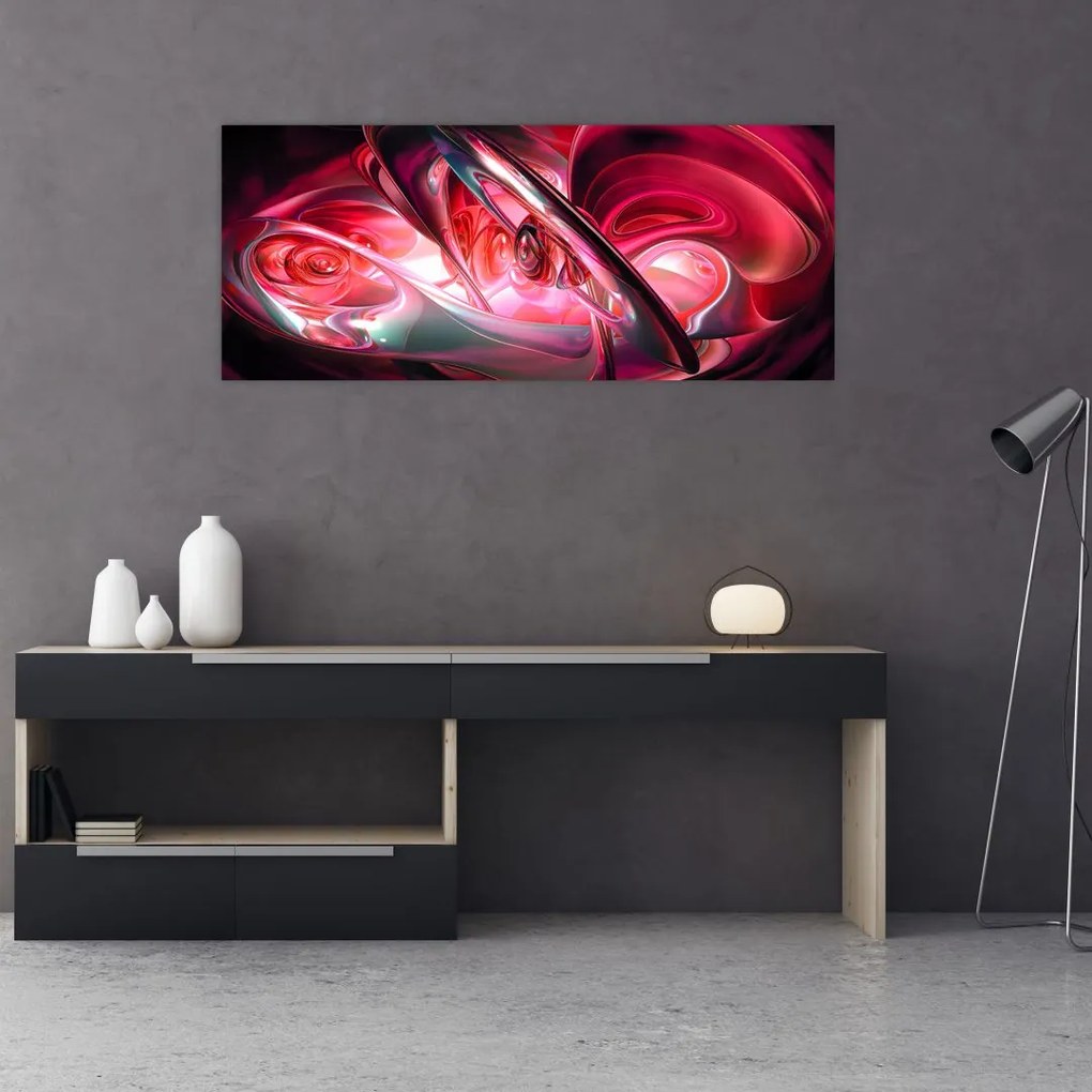 Tabloul fractalilor în roșu (120x50 cm)