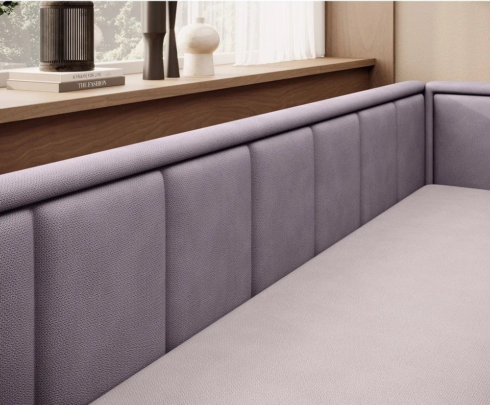 Canapea roz extensibilă/cu spațiu de depozitare cu tapițerie din chenille 214 cm Fulgeo – ELTAP