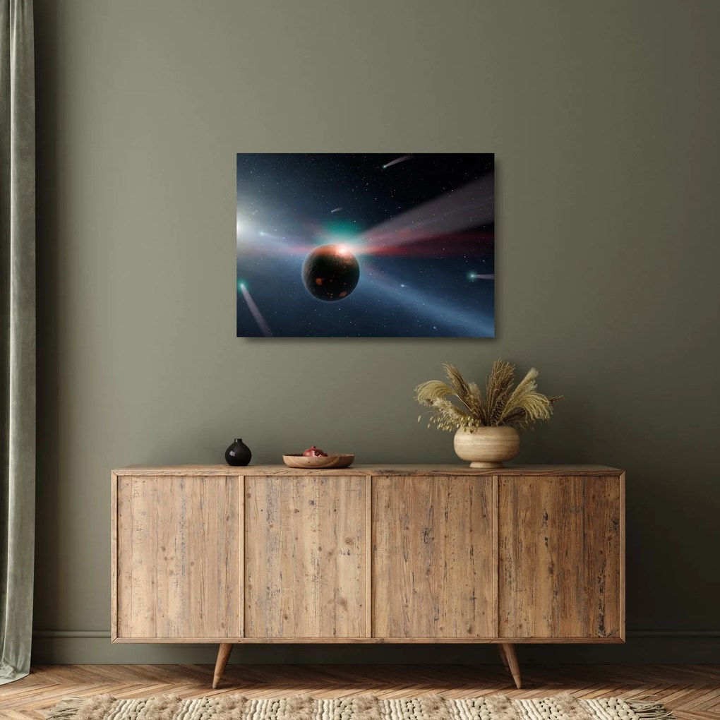 Tablou pe sticlă cu planetă mică (70x50 cm)
