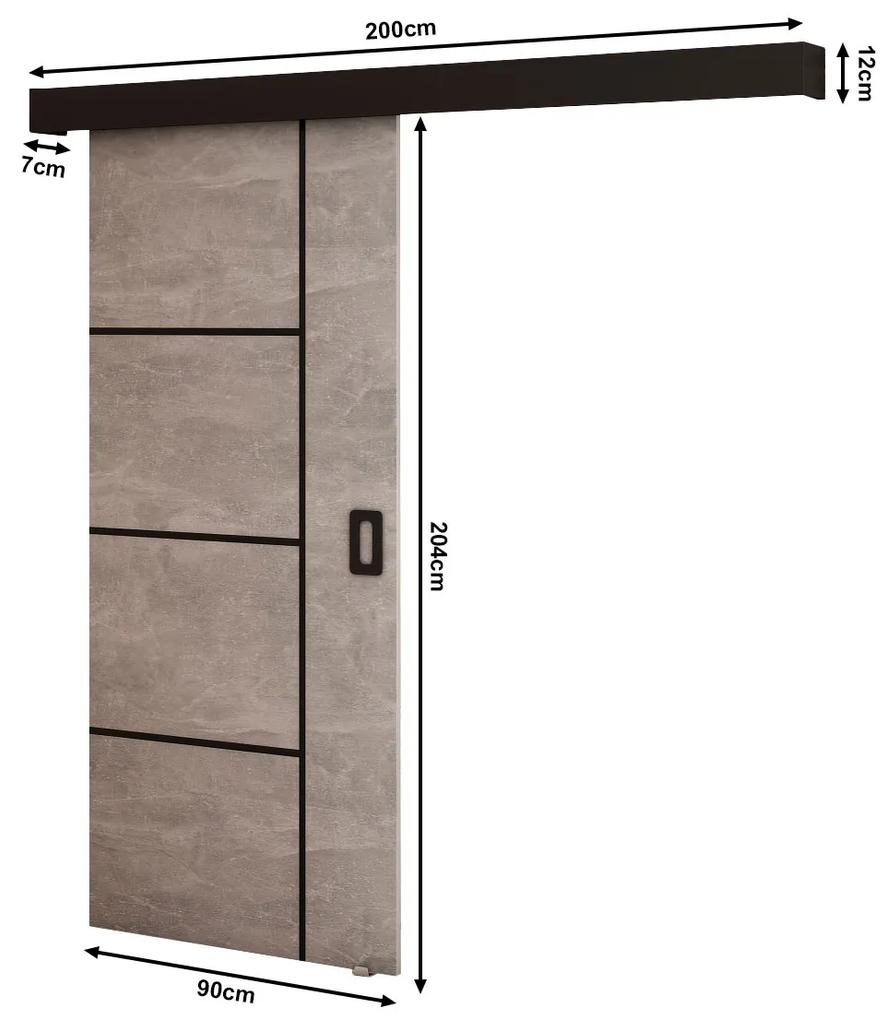Zondo Uși culisante 90 cm Bethany IV (beton + negru mat). 1043493