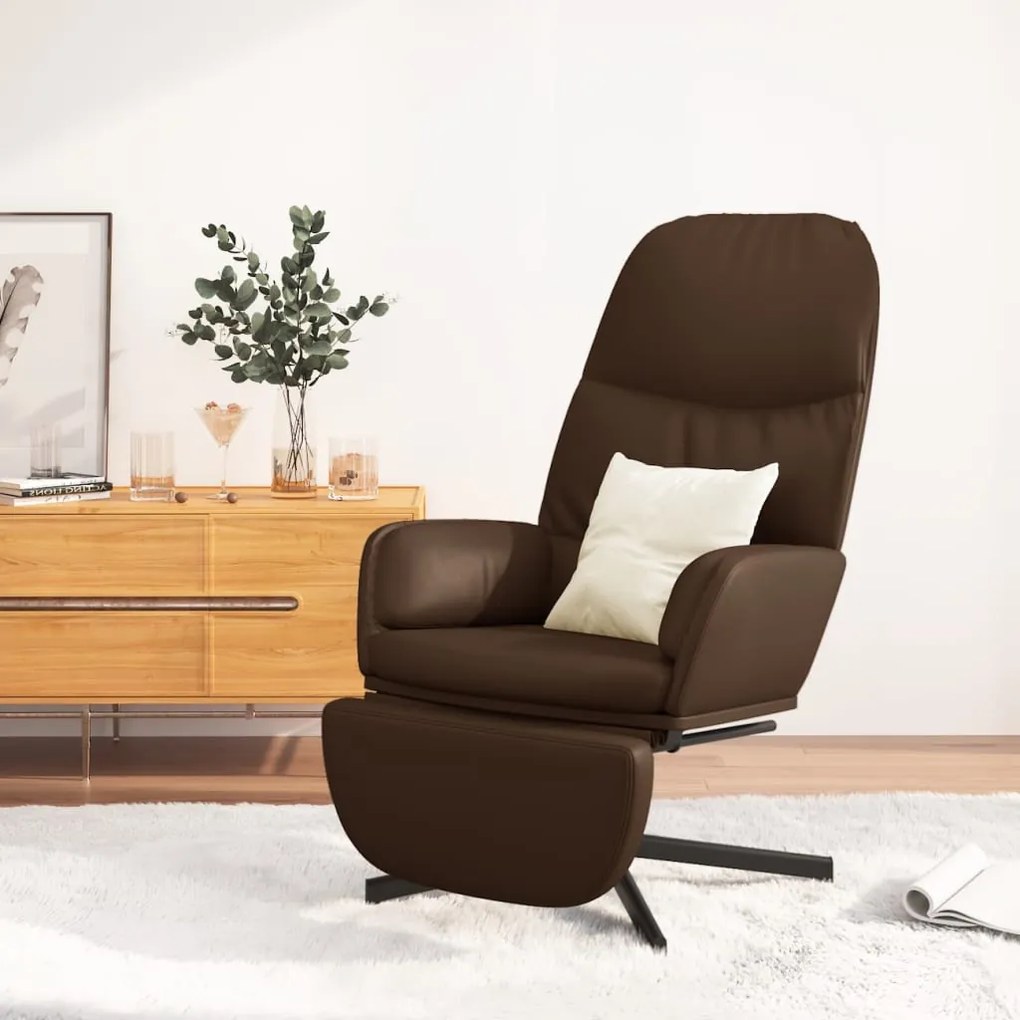 3097417 vidaXL Scaun de relaxare cu taburet, maro, piele ecologică