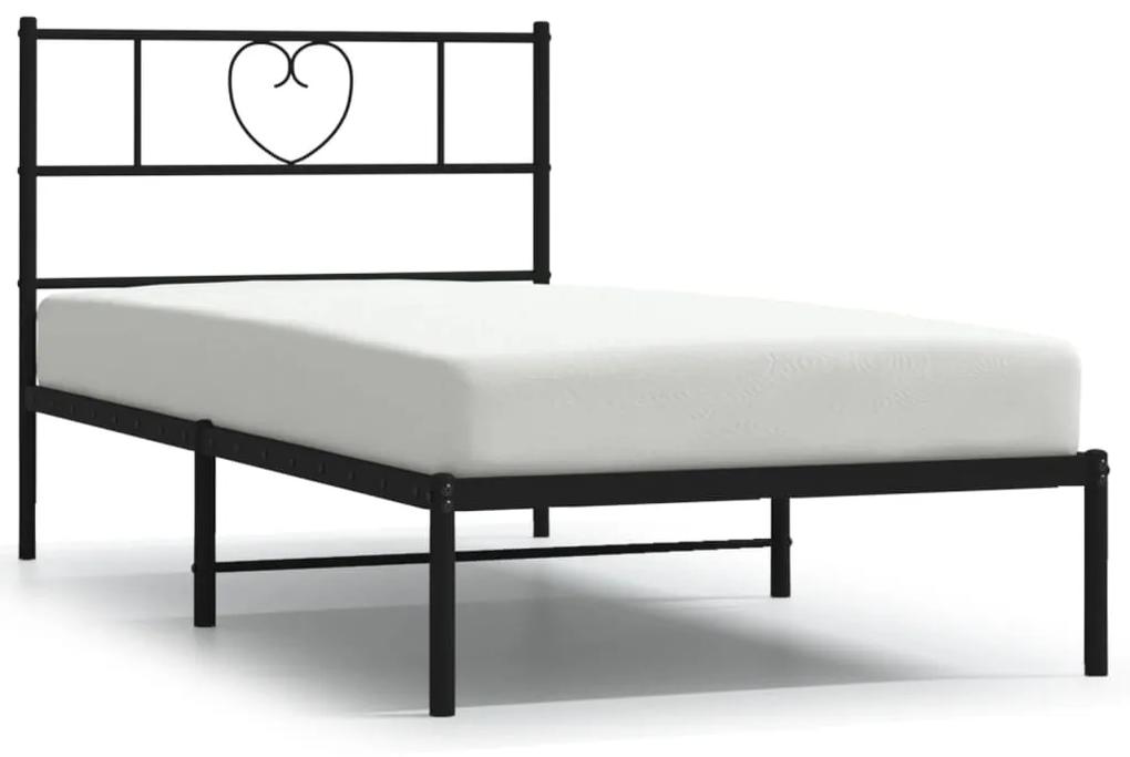 355459 vidaXL Cadru de pat din metal cu tăblie, negru, 107x203 cm