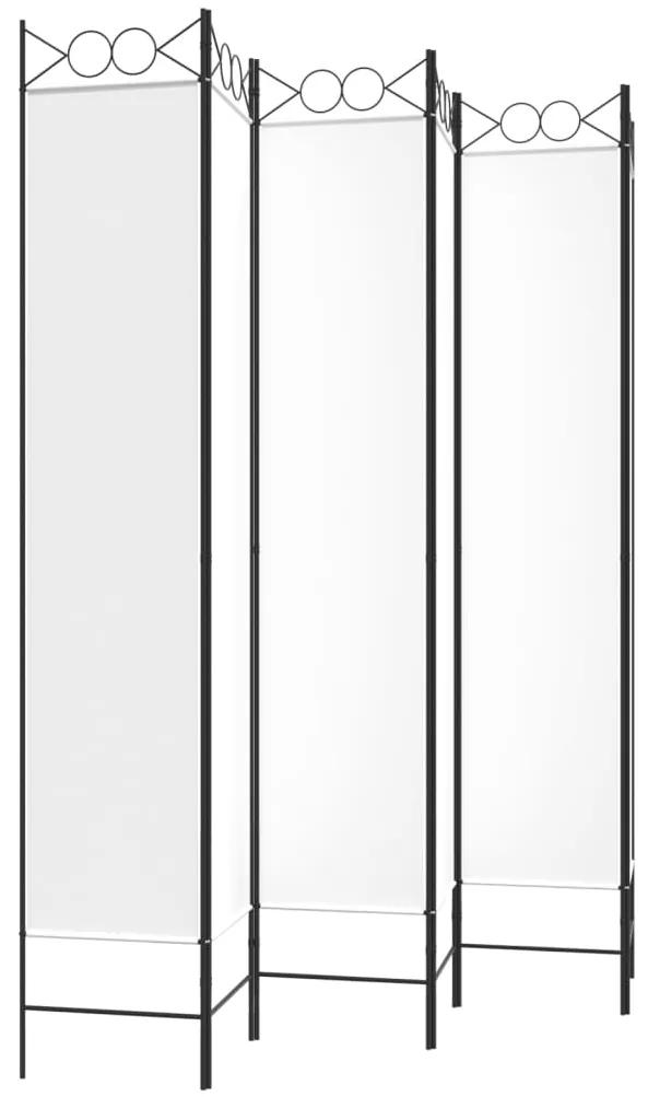 Paravan de camera cu 6 panouri, alb, 240x220 cm, textil