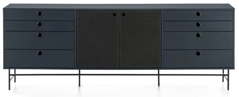 Comodă Teulat Punto, lungime 212 cm, negru-albastru