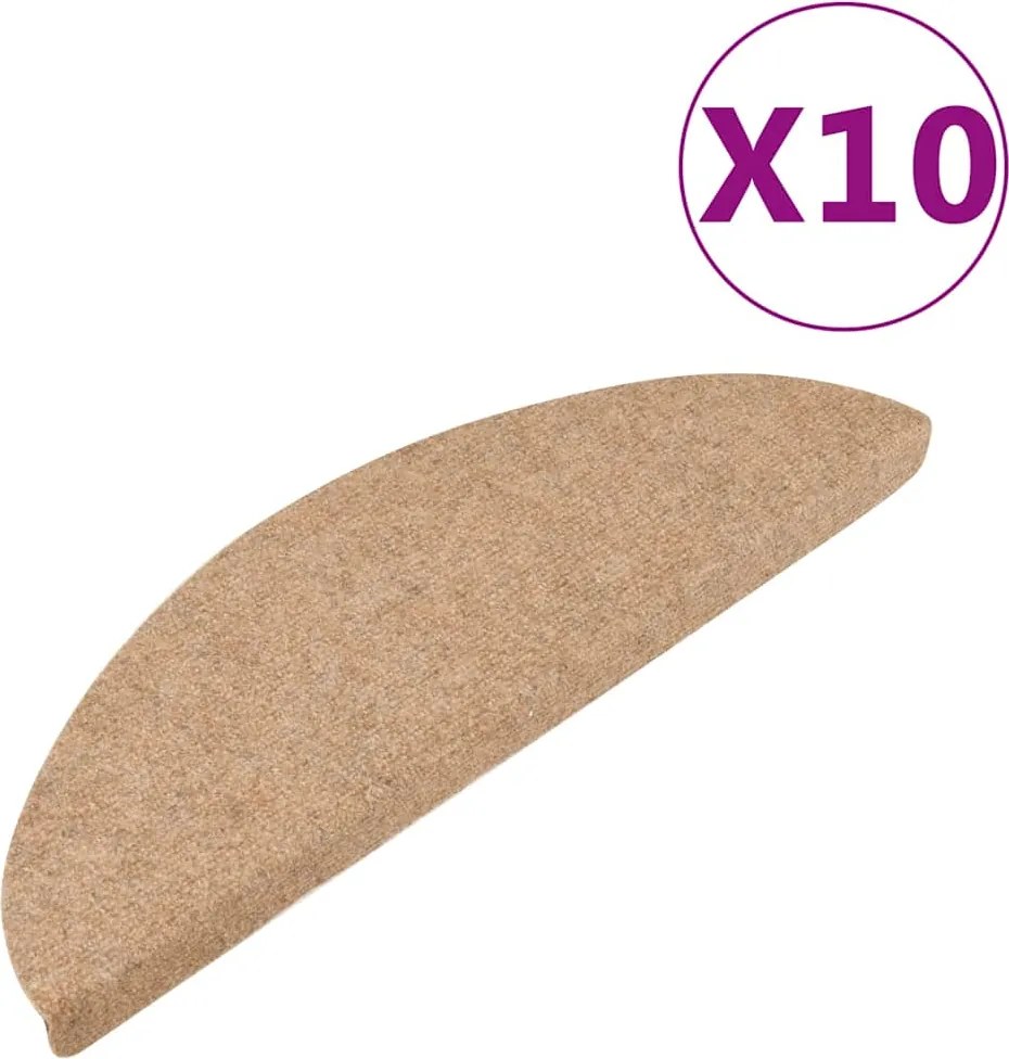 vidaXL Covorașe de scări autoadezive, 10 buc., bej, 56x17x3 cm