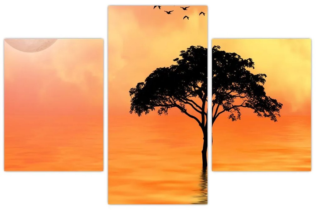 Tablou cu copac în apus de soare (90x60 cm)