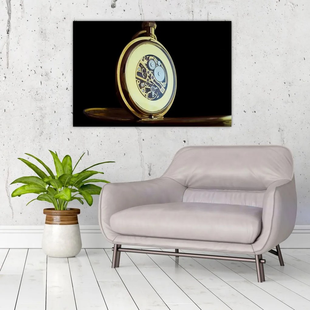 Tablou cu ceas de buzunar de aur (90x60 cm)