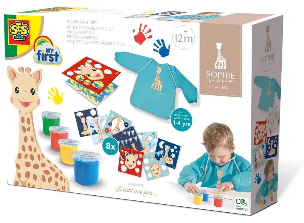 Girafa Sophie - Set acuarele pentru degetele cu planse si sort