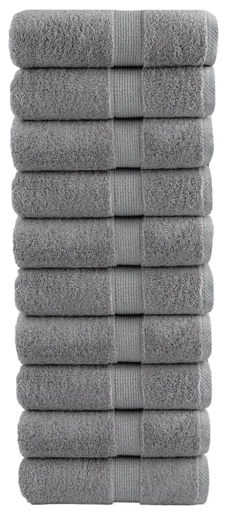 vidaXL Prosoape de baie premium SOLUND, 10 buc., gri, 30 x 30 cm, 600 g/m²
