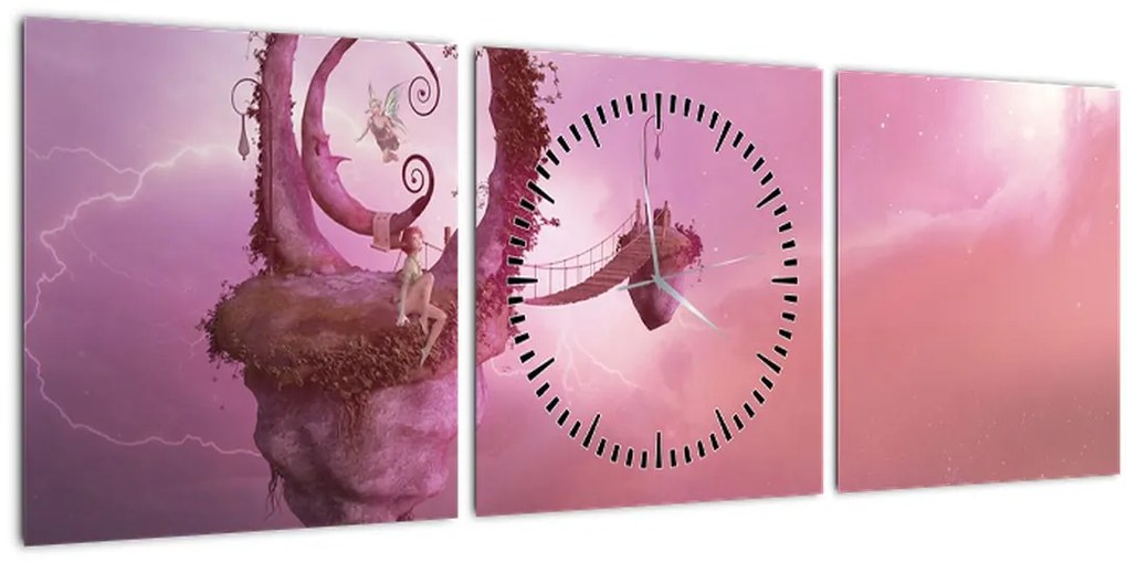 Tablou - Zână pe o insulă plutitoare (cu ceas) (90x30 cm)