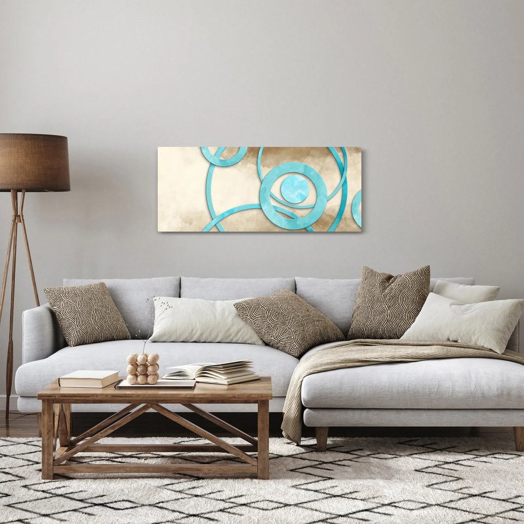 Tablou - Cercuri albastre acvarelă (120x50 cm)