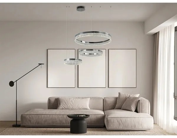 Lustră cu cristale LED THALIA, reglabilă, suspendată pe cablu, 120W/230V 3000-6000K + telecomandă