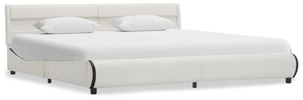 285019 vidaXL Cadru de pat cu LED, alb, 180 x 200 cm, piele ecologică