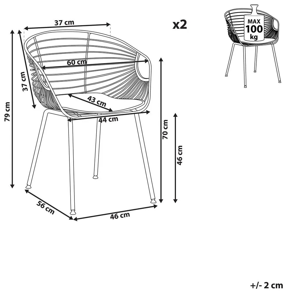 Set 2 buc. scaune de sufragerie HABIR (negru). 1022870