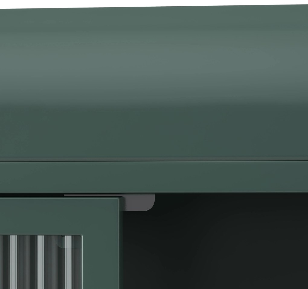 Dulap de Perete cu 3 Uși din Sticlă cu Design Curbat, Verde închis | Aosom Romania