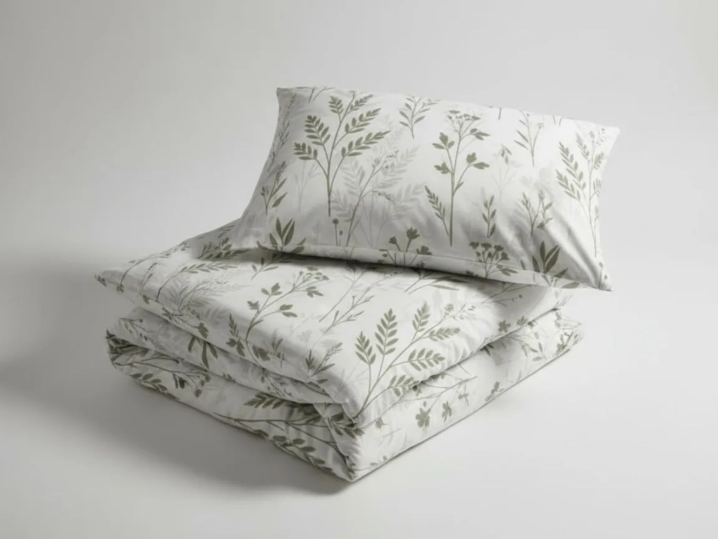 Lenjerie pentru patut din bumbac Renforce LEAFORA albă Dimensiune lenjerie de pat: 45 x 65 cm | 90 x 140 cm