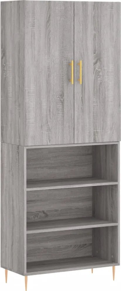 vidaXL Dulap înalt, gri sonoma, 69,5x34x180 cm, lemn compozit
