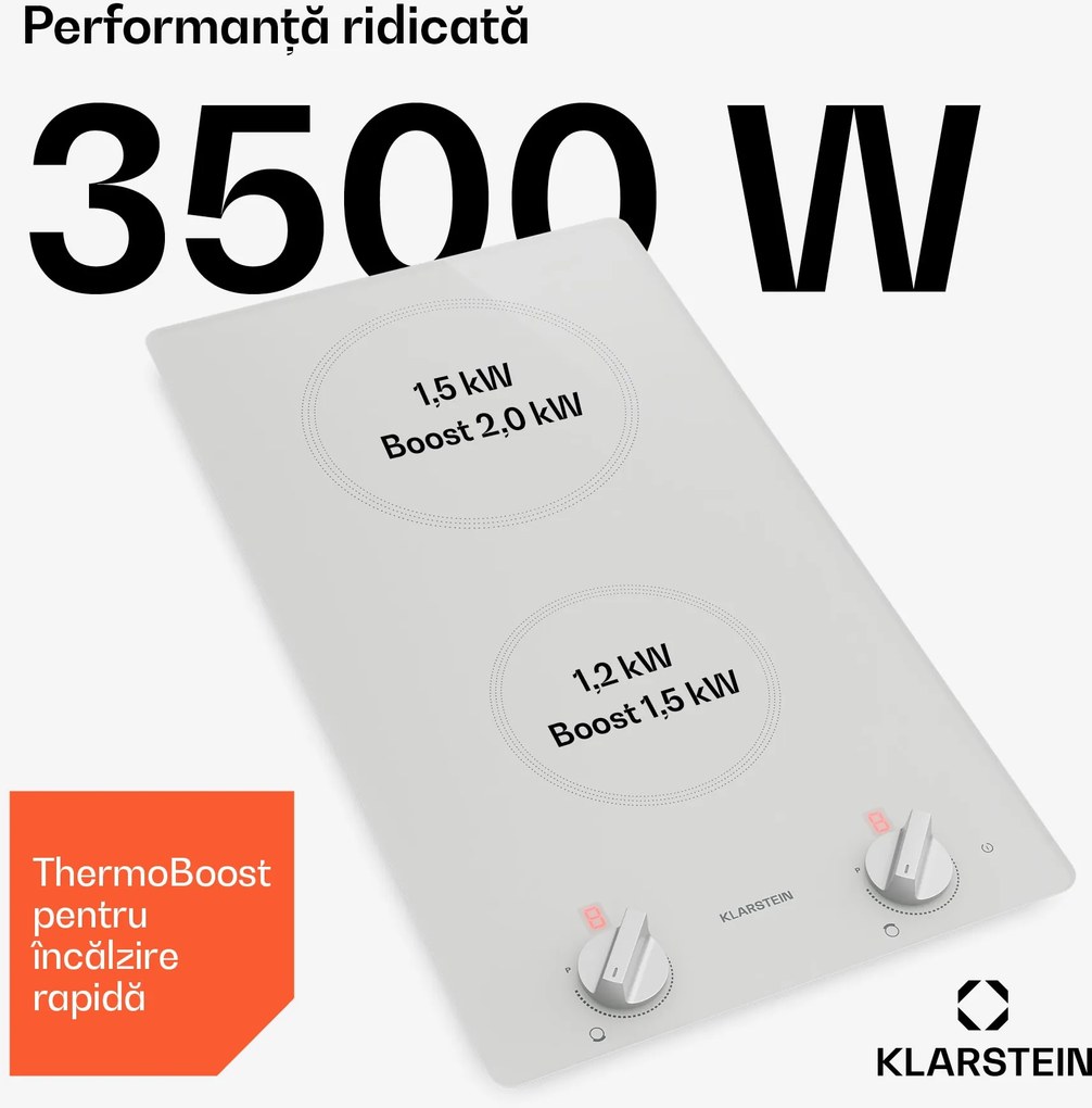 Klarstein Plită cu inducție Kochheld | Elegantă și puternică | 2 zone de gătit | 3500 W | 30 cm