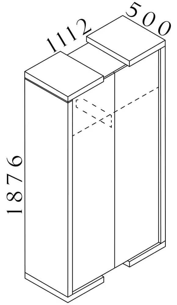 Dulap înalt Lineart 111,2 x 50 x 187,6 cm, ulm închis/alb