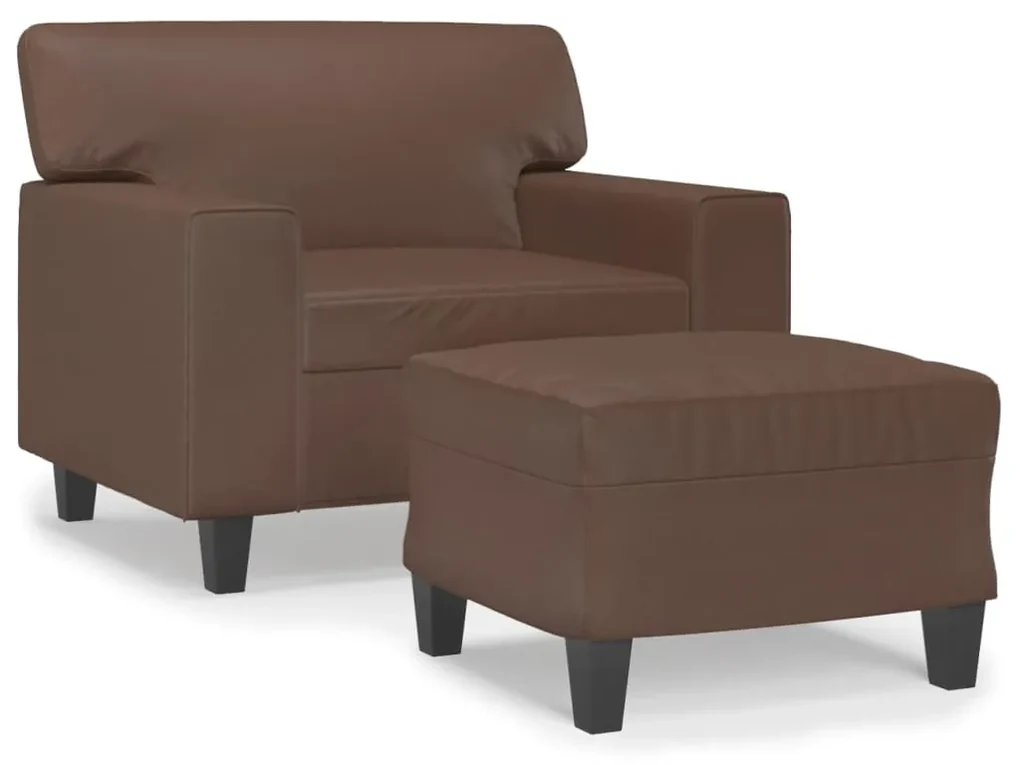 3153547 vidaXL Fotoliu canapea cu taburet, maro, 60 cm, piele ecologică