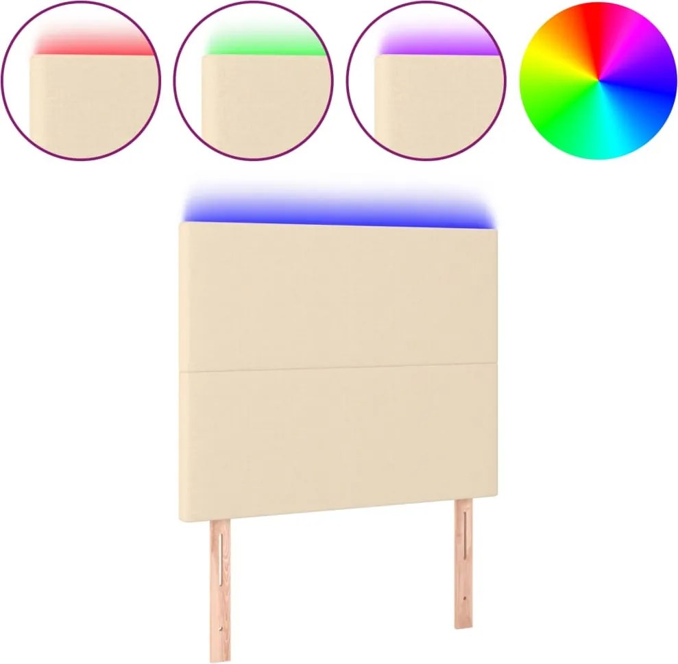 vidaXL Tăblie de pat cu LED, crem, 100x5x118/128 cm, textil