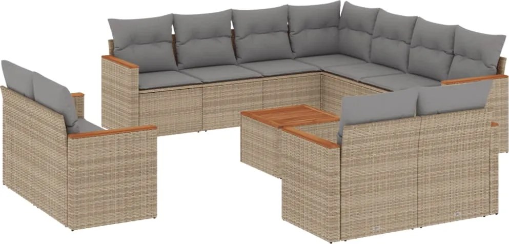 vidaXL Set canapele de grădină, 12 piese, cu perne, bej, poliratan