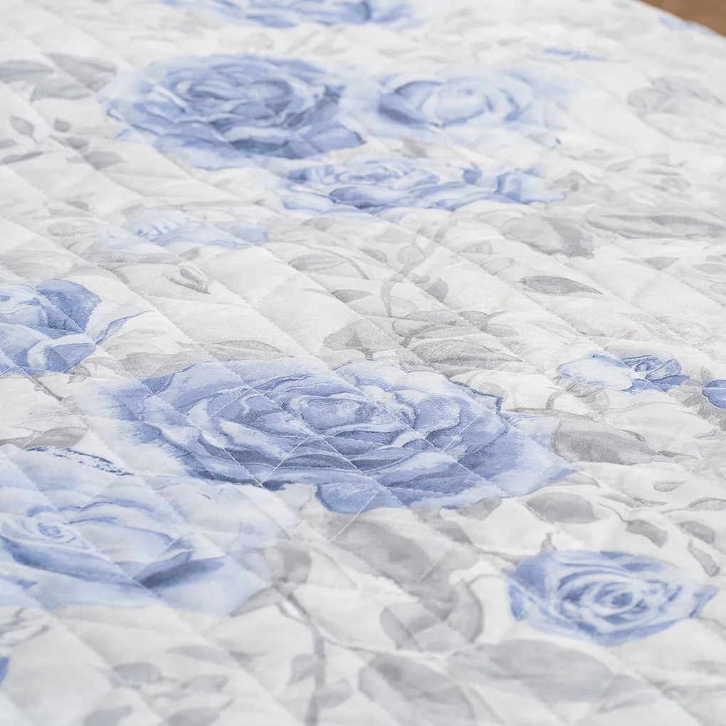 4Home Cuvertură de pat Roses in blue, 220 x 240 cm+ 2x 40 x 40 cm