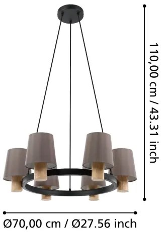 Lustră pe cablu EDALE 6xE27/40W/230V Eglo 43781