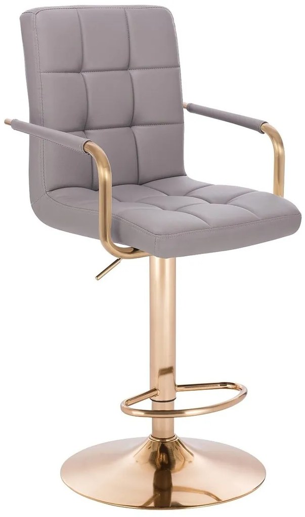 HC1015WP Scaun Gri Piele Ecologica Bază Aurie