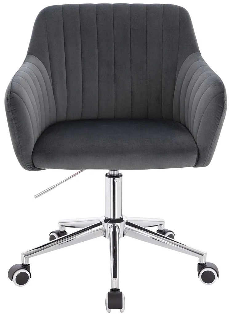 HR190K Scaun Grafit din Catifea cu Bază Cromata