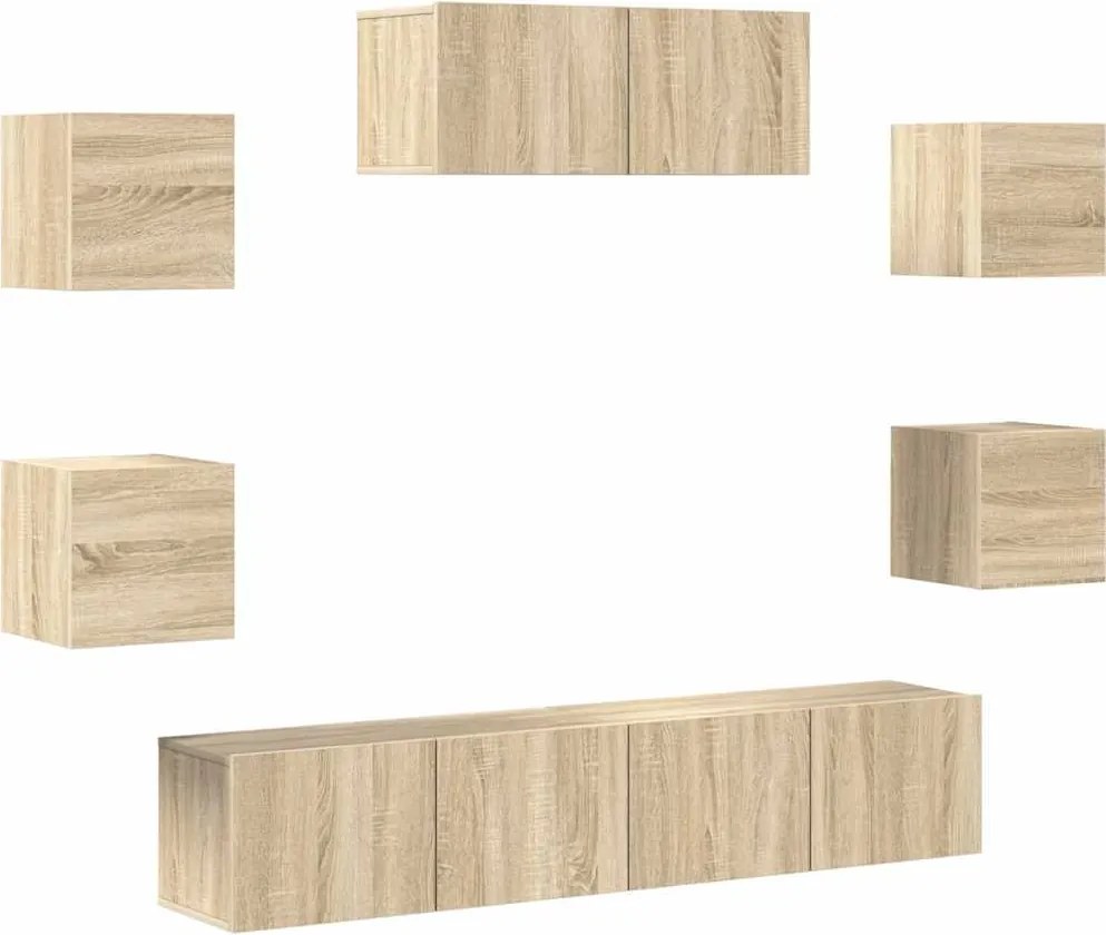 vidaXL Set dulapuri TV, 7 piese, stejar sonoma, lemn prelucrat