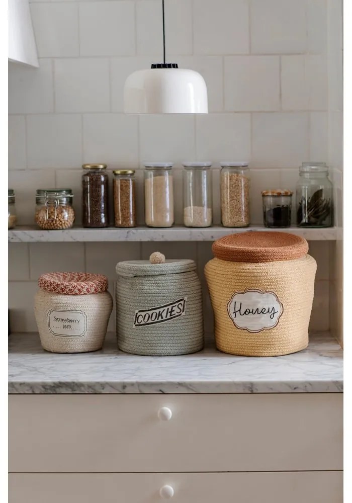 Coș de jucării pentru copii crem din material textil ø 20x23 cm Jam Jar – Lorena Canals