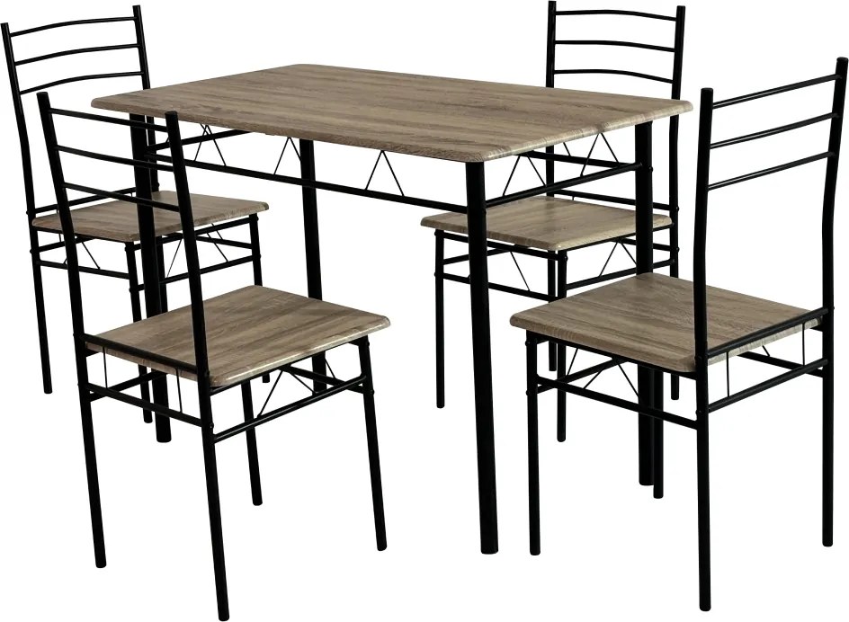 Set de sufragerie 1+4, stejar sonoma/negru, MAKO