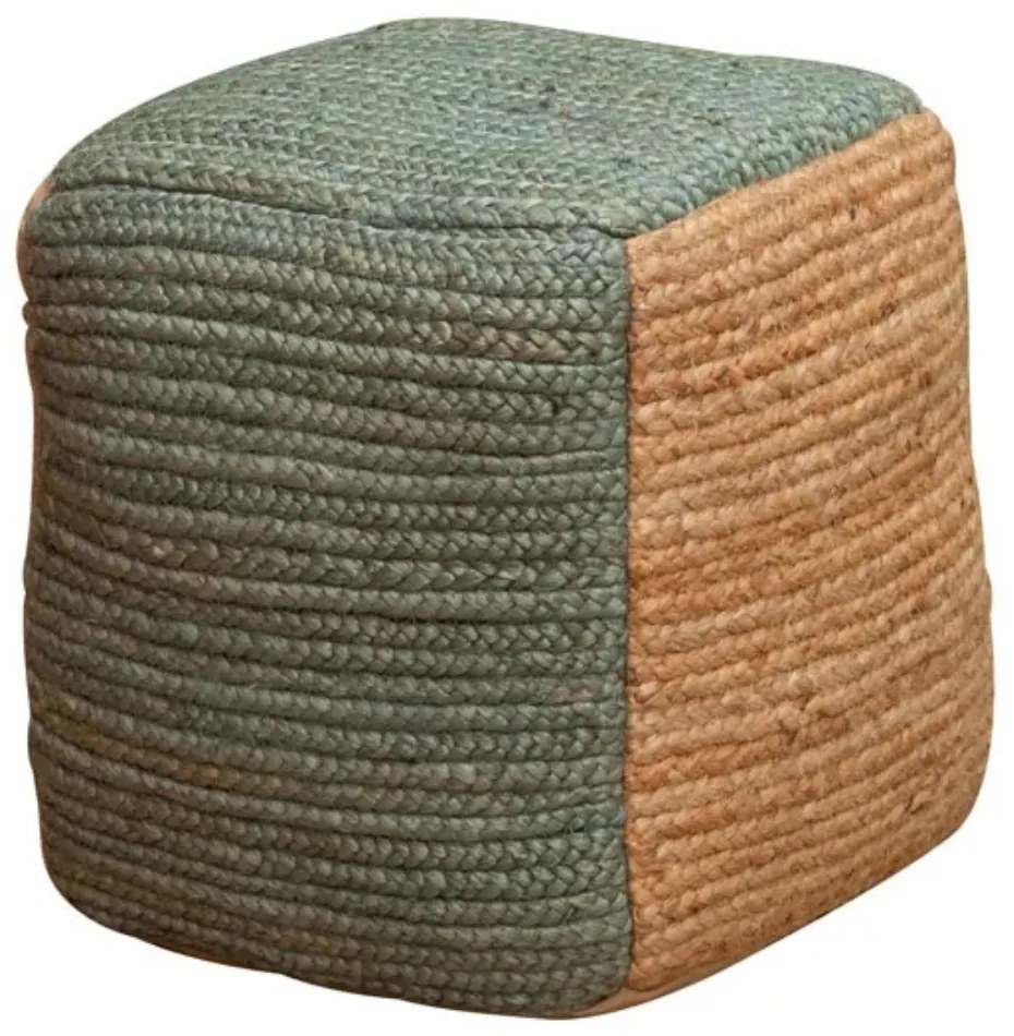 Puf din iuta naturala, verde, Pouf